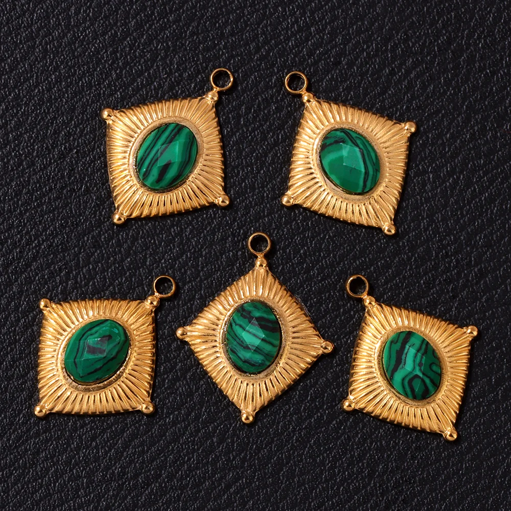 Fashion Rhombus Shape Pendant Inlaid With Malachite Agate Tiger Eye Stone Charm For Jewelry Making DIY Necklace Accessories 5PCS
Fashion Rhombus Shape Pendant Inlaid With Malachite Agate Tiger Eye Stone Charm For Jewelry Making DIY Necklace Accessories 5PCS