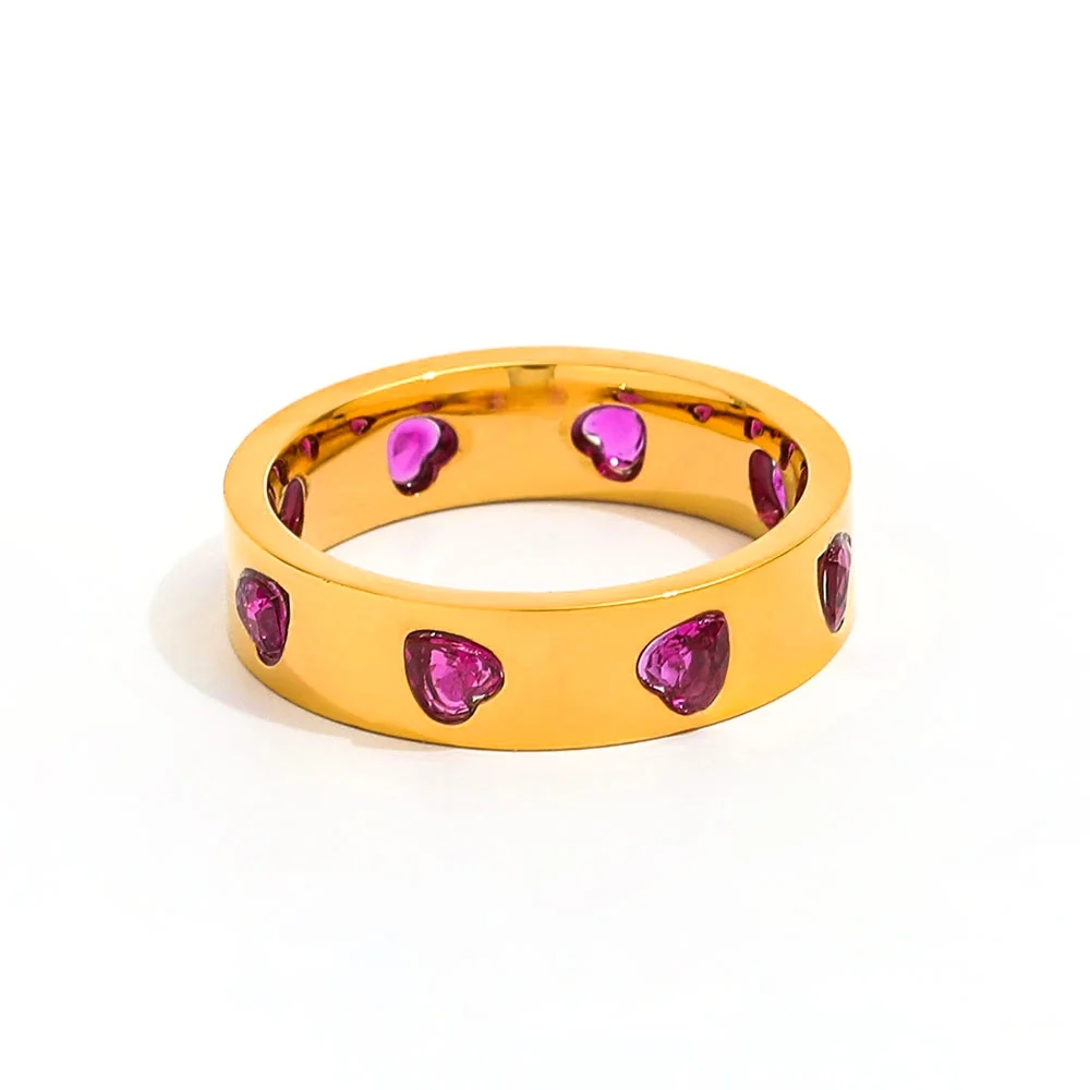 Joolim Jewelry Wholesale High End PVD Waterproof Fashion Dark Red Peach Heart Zirconia Pave Stainless Steel Ring Trend For Women
Joolim Jewelry Wholesale High End PVD Waterproof Fashion Dark Red Peach Heart Zirconia Pave Stainless Steel Ring Trend For Women