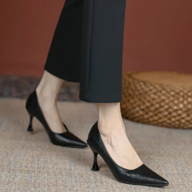 Туфли-лодочки женские на тонком каблуке с острым носком 
Туфли-лодочки женские на тонком каблуке с острым носком