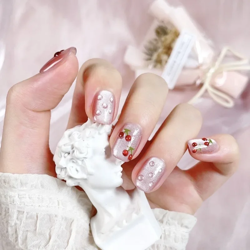 10Pcs Chic Pink Sweet Handcrafted Cat Eye Press-On Nails Sparkling Cherry Accents Reusable Short Square False Nails for Girls
10Pcs Chic Pink Sweet Handcrafted Cat Eye Press-On Nails Sparkling Cherry Accents Reusable Short Square False Nails for Girls