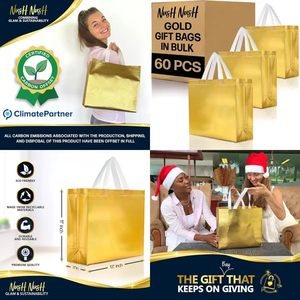 Массовая упаковка из 60 больших блестящих золотых подарочных пакетов с ручками — идеально подходит для бизнеса, праздников, вечеринок и подарков.
Массовая упаковка из 60 больших блестящих золотых подарочных пакетов с ручками — идеально подходит для бизнеса, праздников, вечеринок и подарков.