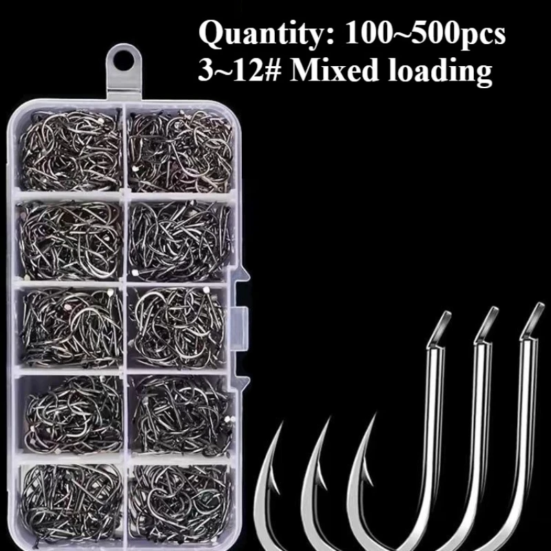 Fish Hooks Size 3-12 Fish Hooks with barbed fishhook For Bait With Plastic Box Kit For Saltwater Freshwater fishing tools
Fish Hooks Size 3-12 Fish Hooks with barbed fishhook For Bait With Plastic Box Kit For Saltwater Freshwater fishing tools