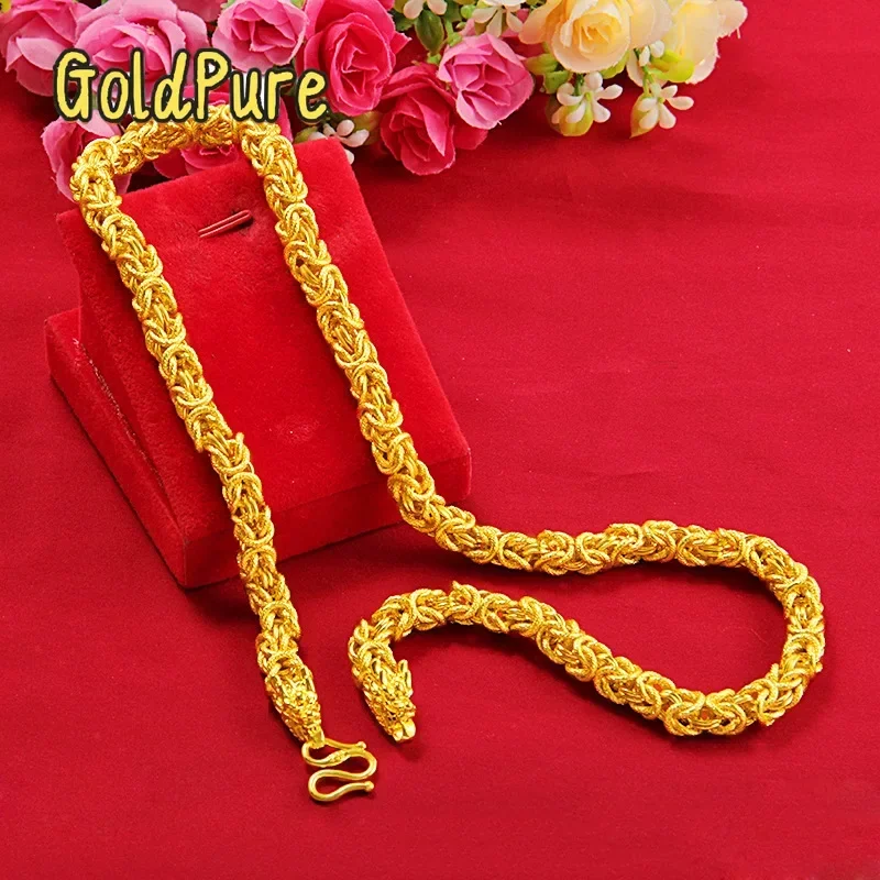 Goldpure Classic Men 9999 24K Real Gold Dragon Head Cloth Patterned Dragon Robe Necklace Men's Domineering Necklace
Goldpure Classic Men 9999 24K Real Gold Dragon Head Cloth Patterned Dragon Robe Necklace Men's Domineering Necklace