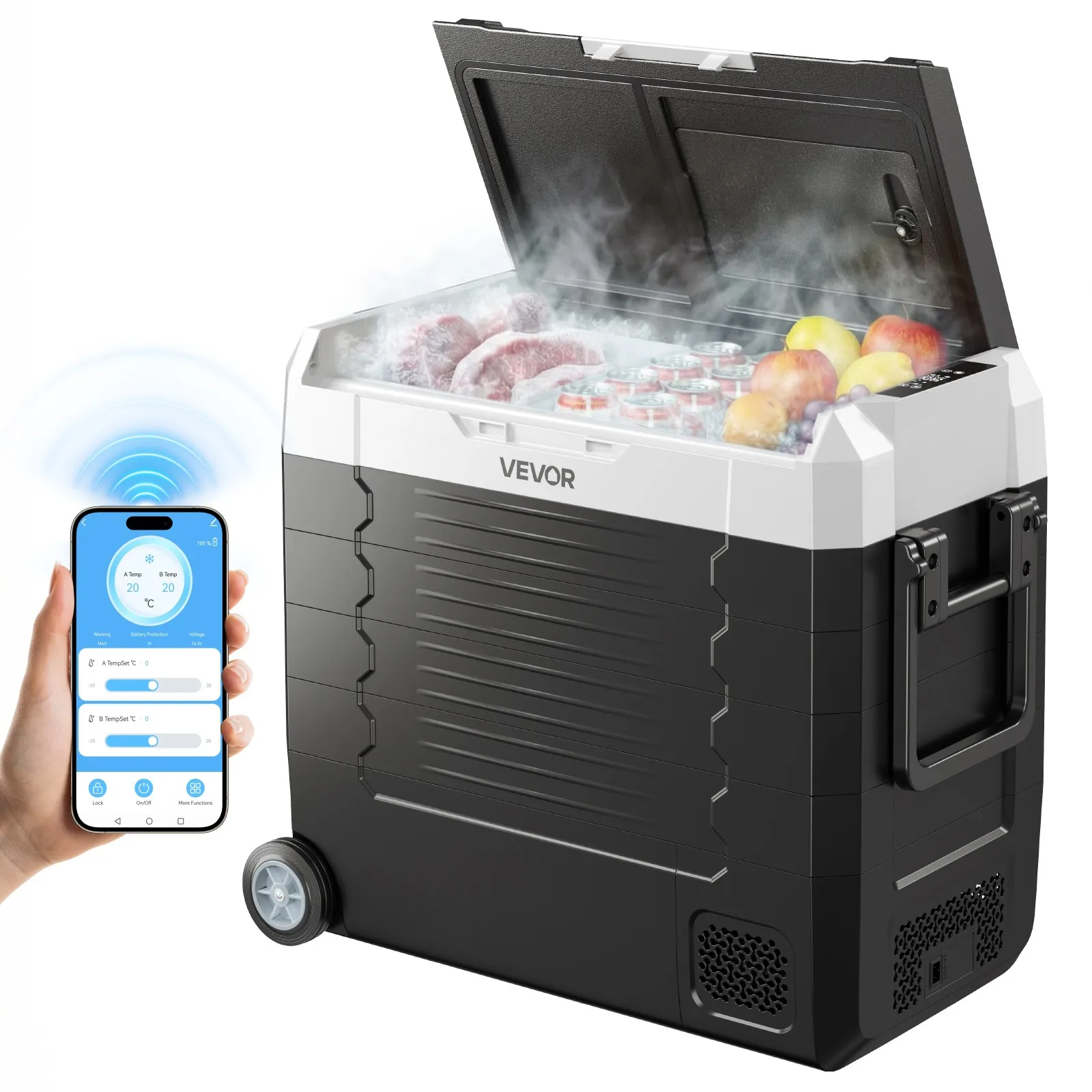 Car Refrigerator 58 QT Compressor Electric Cooler with Wheels & Dual Zone
Car Refrigerator 58 QT Compressor Electric Cooler with Wheels & Dual Zone