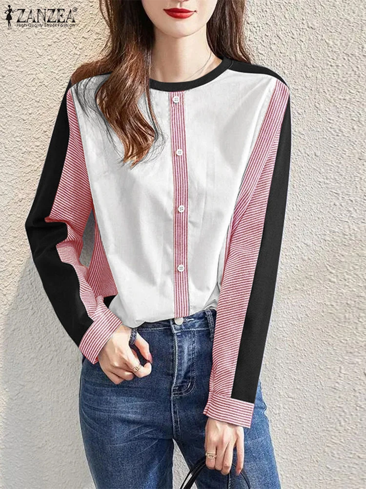 ZANZEA Long Sleeve 2024 Fall Blusas Women O Neck Striped Panels Korean Fashion Shirts Streetwear Color Block Patchwork Blouses
ZANZEA Long Sleeve 2024 Fall Blusas Women O Neck Striped Panels Korean Fashion Shirts Streetwear Color Block Patchwork Blouses