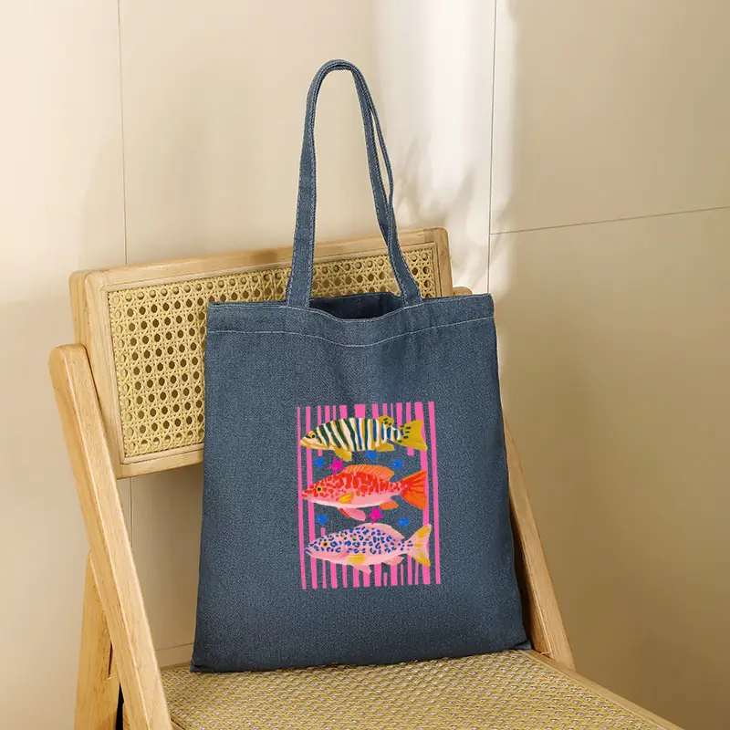 Maximalist Tropical Fish Trio Women's Denim Tote Bag Large Capacity Shoulder Bag for Beach Outings Casual Travel Fish Lover Gift
Maximalist Tropical Fish Trio Women's Denim Tote Bag Large Capacity Shoulder Bag for Beach Outings Casual Travel Fish Lover Gift