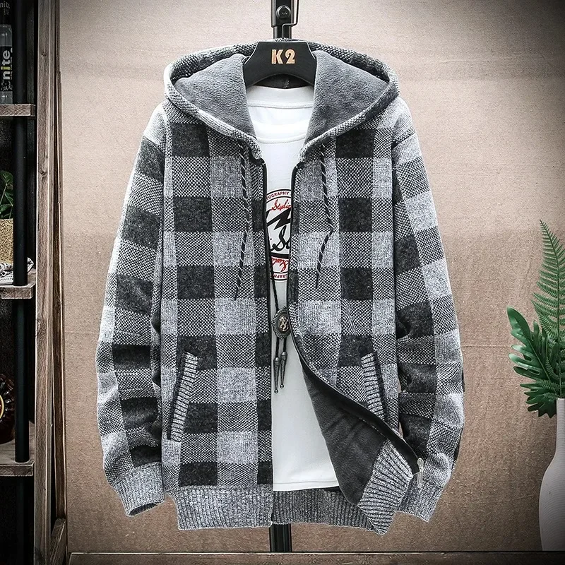 Men's New Winter Plaid Sweater Hooded Cardigan Cold Coat Wool Zipper Jacket Autumn Fleece Warm Clothes Checkered Knit Jumper
Men's New Winter Plaid Sweater Hooded Cardigan Cold Coat Wool Zipper Jacket Autumn Fleece Warm Clothes Checkered Knit Jumper