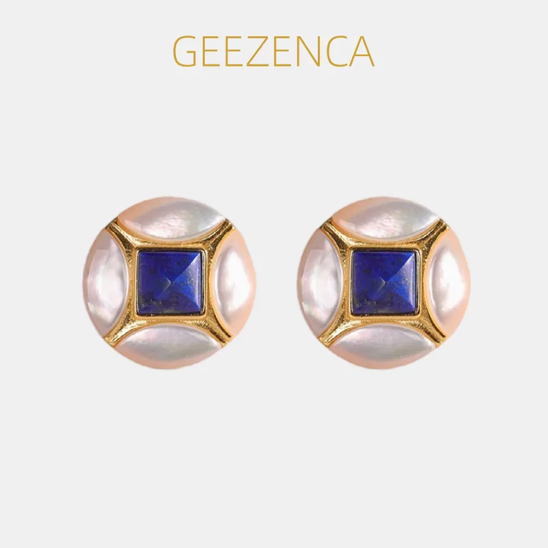 GEEZENCA, серебро 925 пробы, золото 18 карат, лазурит, белый перламутр, круглые серьги, женские минималистичные модные серьги-гвоздики, подарок для нее
GEEZENCA, серебро 925 пробы, золото 18 карат, лазурит, белый перламутр, круглые серьги, женские минималистичные модные серьги-гвоздики, подарок для нее