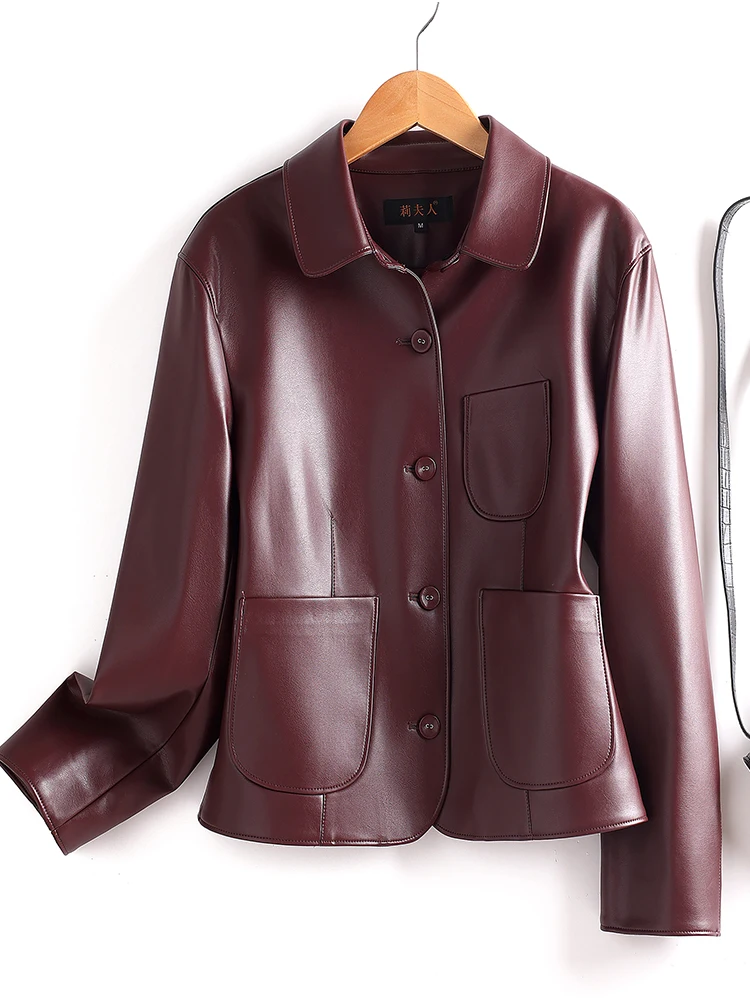 Bla ort Lamb Leather Jaet Women's Motorcycle Sle Faion Spring Autumn New Arrival Genuine eepskin Coat
Bla ort Lamb Leather Jaet Women's Motorcycle Sle Faion Spring Autumn New Arrival Genuine eepskin Coat