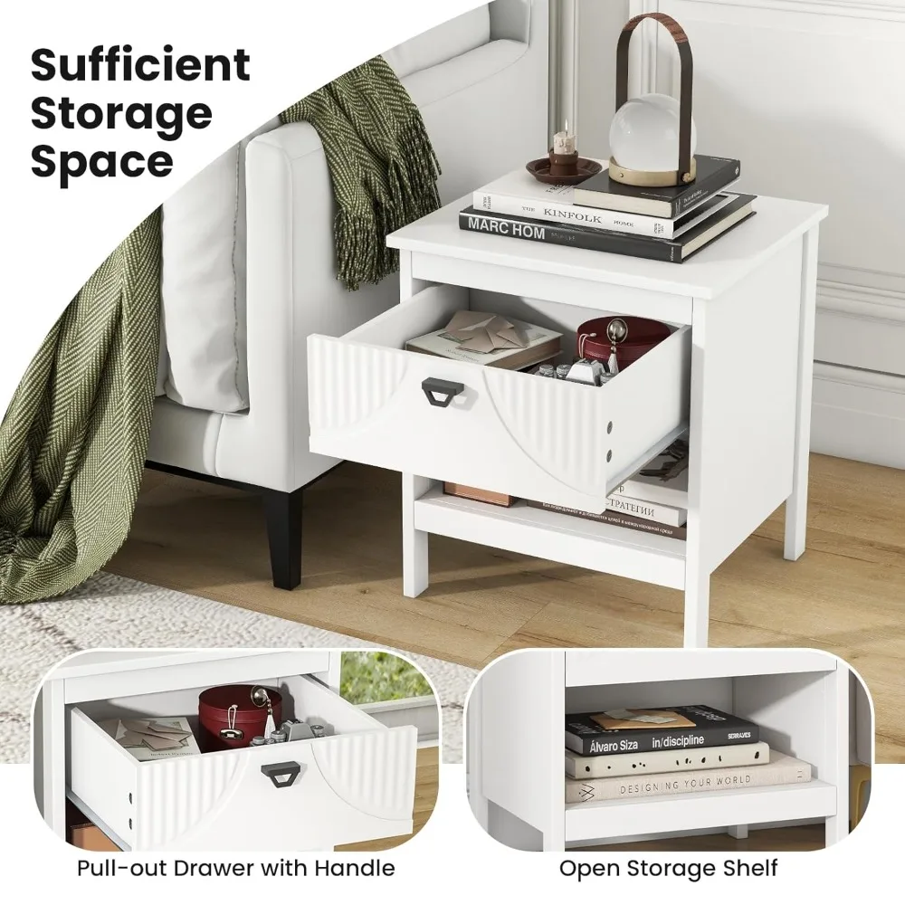 Modern Nightstand Set of 2, Bedside Table with Drawer and Open Storage Shelf, Accent End Table with Storage for, Customized
Modern Nightstand Set of 2, Bedside Table with Drawer and Open Storage Shelf, Accent End Table with Storage for, Customized