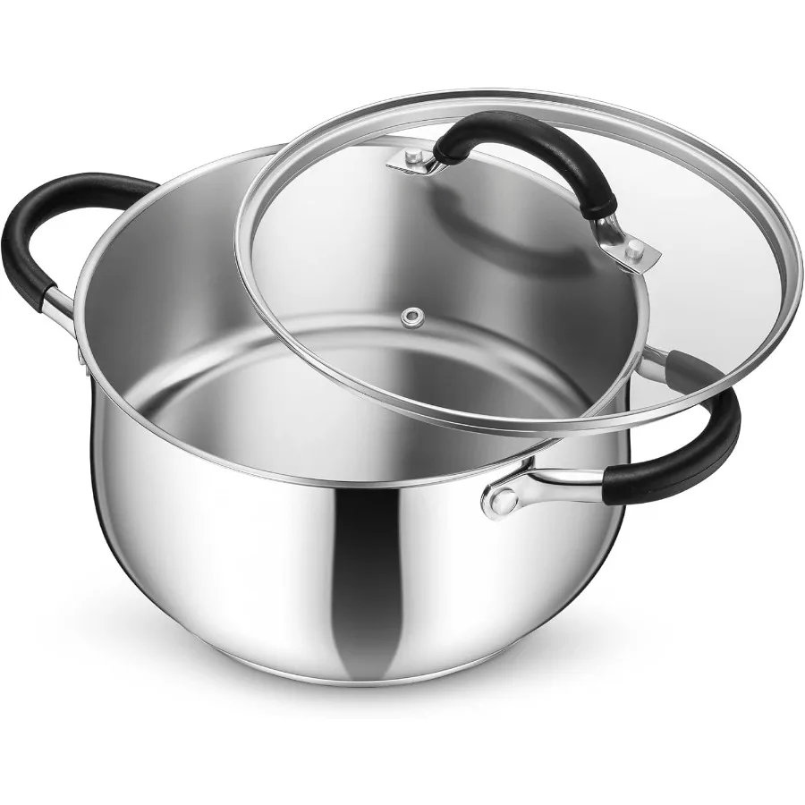 Stainless Steel Stock Pot 5 Qt Cooking Soup Pot with Visible Lid for Pasta TriPly Bottom and Dual Heatproof Handles For Inducti
Stainless Steel Stock Pot 5 Qt Cooking Soup Pot with Visible Lid for Pasta TriPly Bottom and Dual Heatproof Handles For Inducti