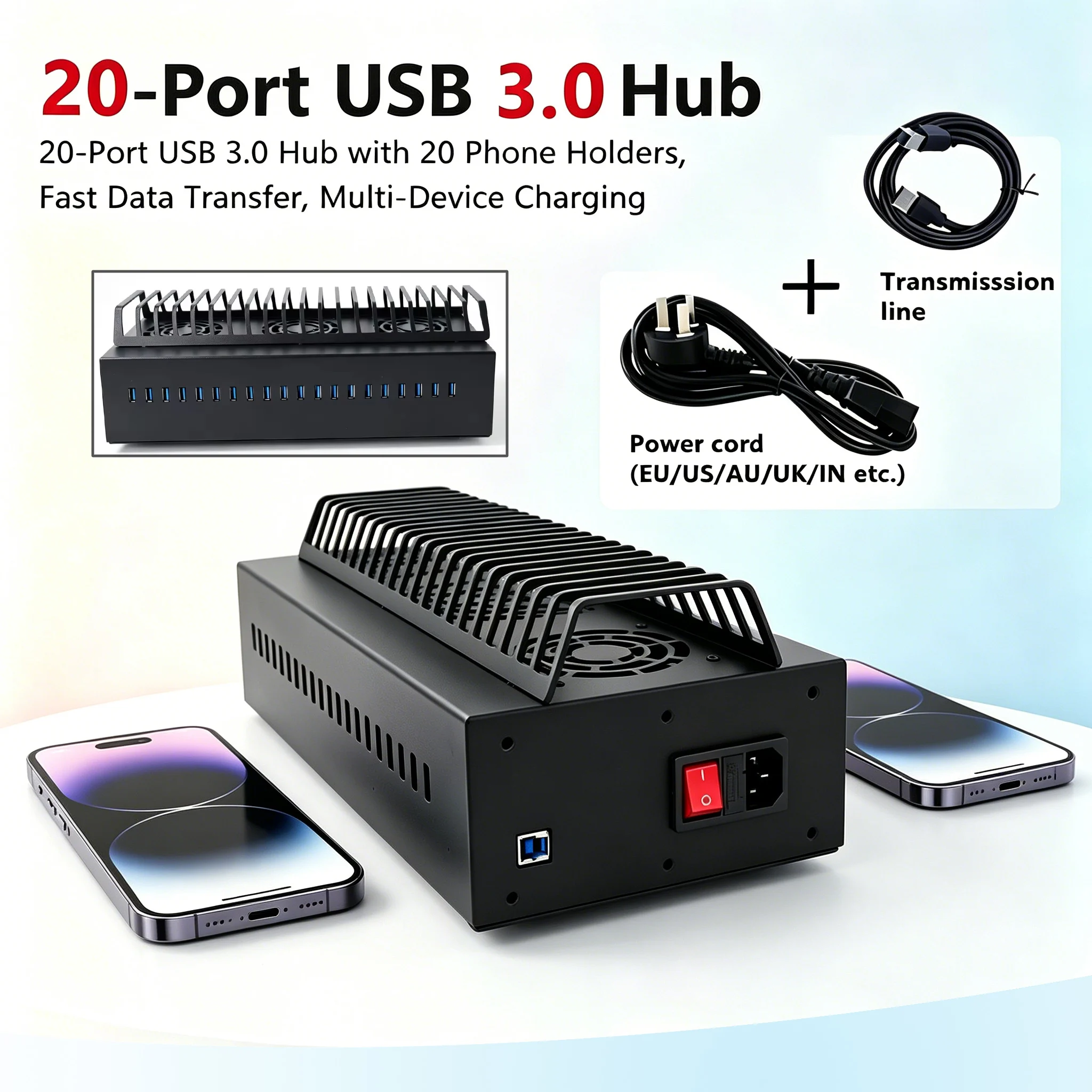 20-Port USB3.0 Hub Phone Farm Control Box, Batch Synchronization Management for Android iOS Smartphones
20-Port USB3.0 Hub Phone Farm Control Box, Batch Synchronization Management for Android iOS Smartphones