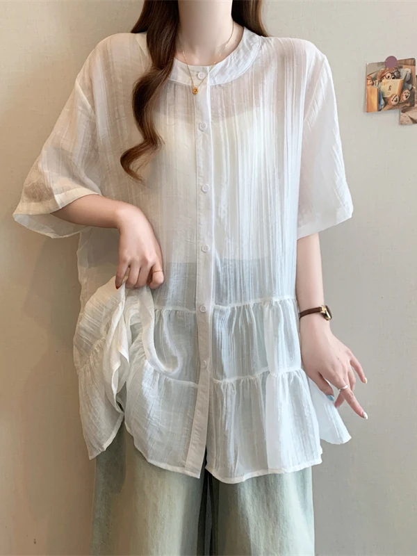 Loose Short Sleeve Shirt Women's Summer 2026 plus Size Slimming Midi Length Outerwear Semi-Transparent Commute Style Korean V...
Loose Short Sleeve Shirt Women's Summer 2026 plus Size Slimming Midi Length Outerwear Semi-Transparent Commute Style Korean V...