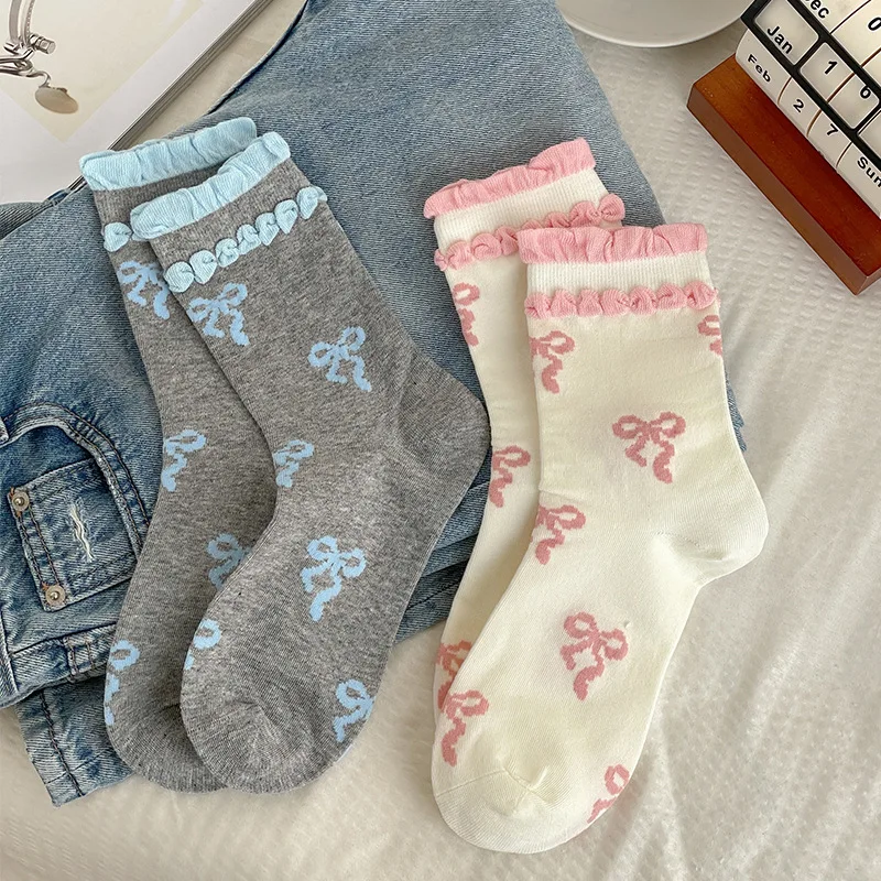 Girls Princess Lace Bow Socks for Spring Summer Breathable Cotton Mid Calf Socks Cute Ruffle Socks Match Skirts
Girls Princess Lace Bow Socks for Spring Summer Breathable Cotton Mid Calf Socks Cute Ruffle Socks Match Skirts