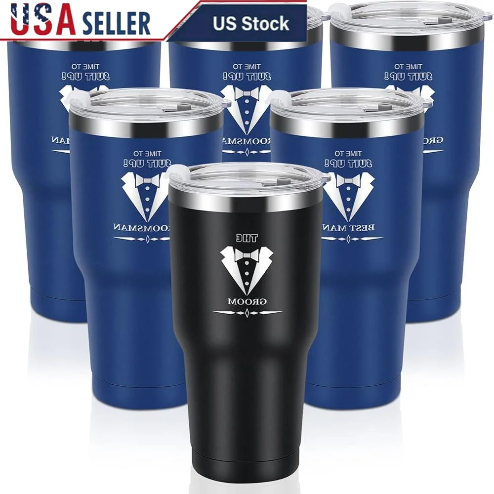 Groomsmen Gifts Set of 6 Tumblers Best Man Proposal Gifts Double Wall Insulated Wedding Party Essentials Spill Resistant Lid
Groomsmen Gifts Set of 6 Tumblers Best Man Proposal Gifts Double Wall Insulated Wedding Party Essentials Spill Resistant Lid