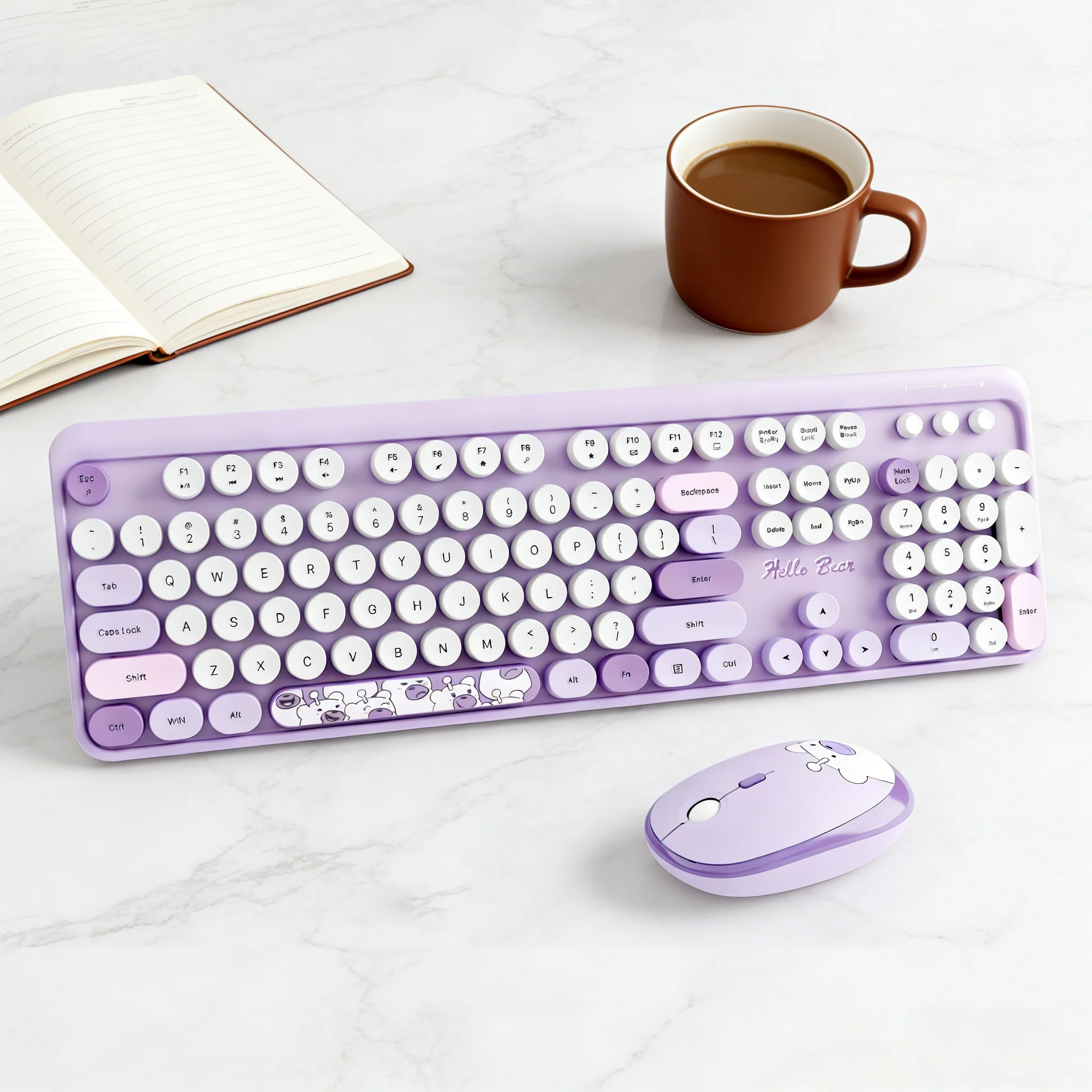 GEEZER Hello Bear Wireless Keyboard and Mouse Combo, Retro Round Keycaps Cute Set for Women Office Home Laptop Desktop
GEEZER Hello Bear Wireless Keyboard and Mouse Combo, Retro Round Keycaps Cute Set for Women Office Home Laptop Desktop