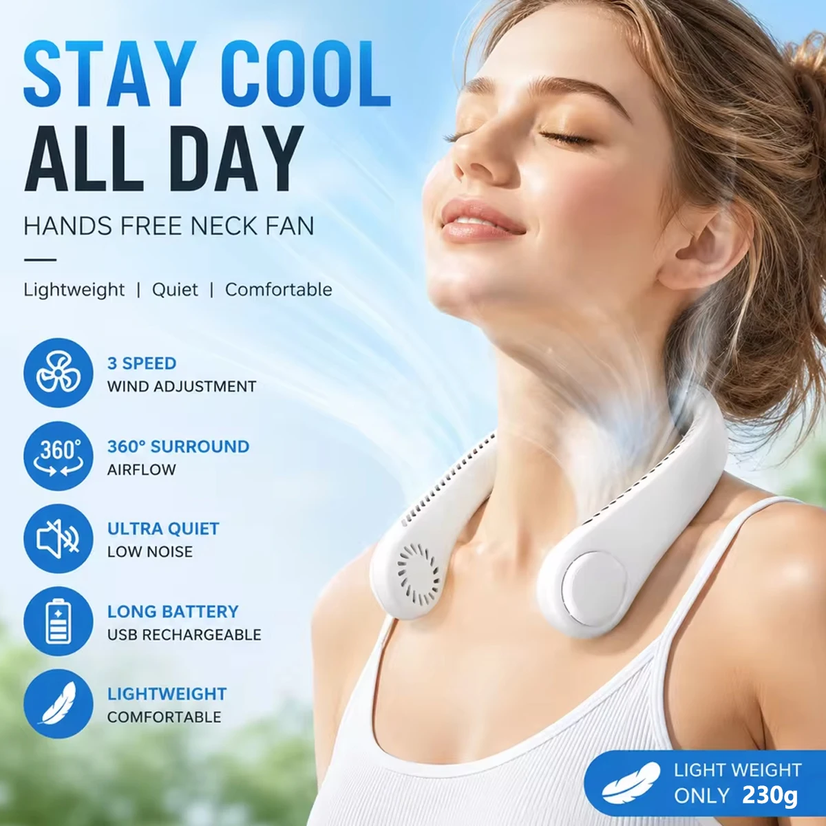 Hanging Neck Fan Convenient Small Fan Can Be Freely Adjusted Mini Small USB Charging Leafless Large Wind Hanging Neck Outdoors
Hanging Neck Fan Convenient Small Fan Can Be Freely Adjusted Mini Small USB Charging Leafless Large Wind Hanging Neck Outdoors