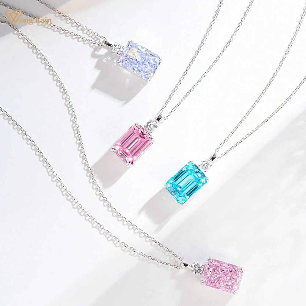 Wong Rain 925 Sterling Silver 10*14 MM Lab Sapphire Amethyst Aquamarine High Carbon Diamond Gems Pendant Necklace Fine Jewelry
Wong Rain 925 Sterling Silver 10*14 MM Lab Sapphire Amethyst Aquamarine High Carbon Diamond Gems Pendant Necklace Fine Jewelry