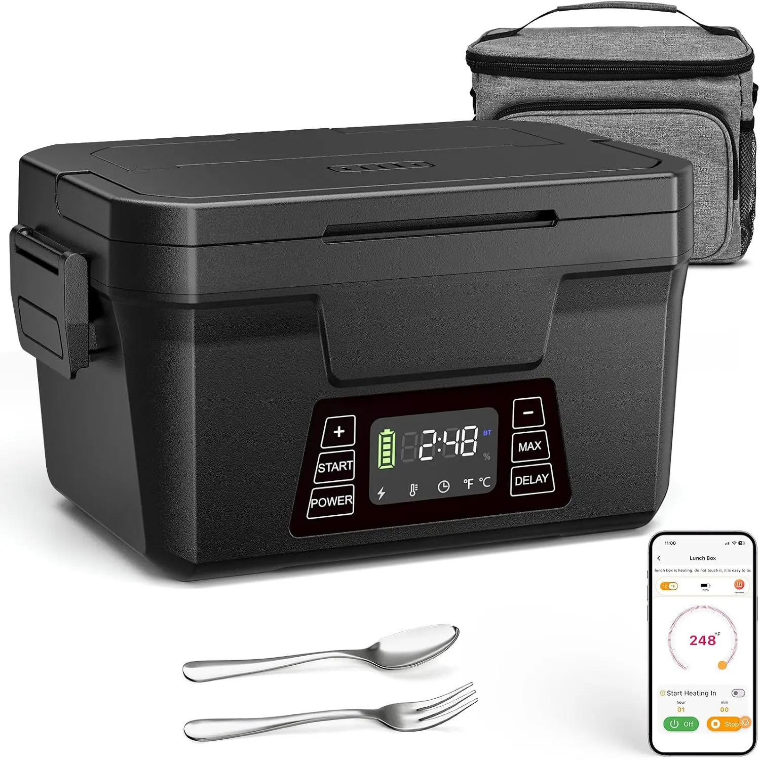 Cordless Electric Lunch Box for Adults, 1.2L Rechargeable Heated Lunch Box with APP Control, Portable Self-Heating Food Warmer, Max 248°F
Cordless Electric Lunch Box for Adults, 1.2L Rechargeable Heated Lunch Box with APP Control, Portable Self-Heating Food Warmer, Max 248°F