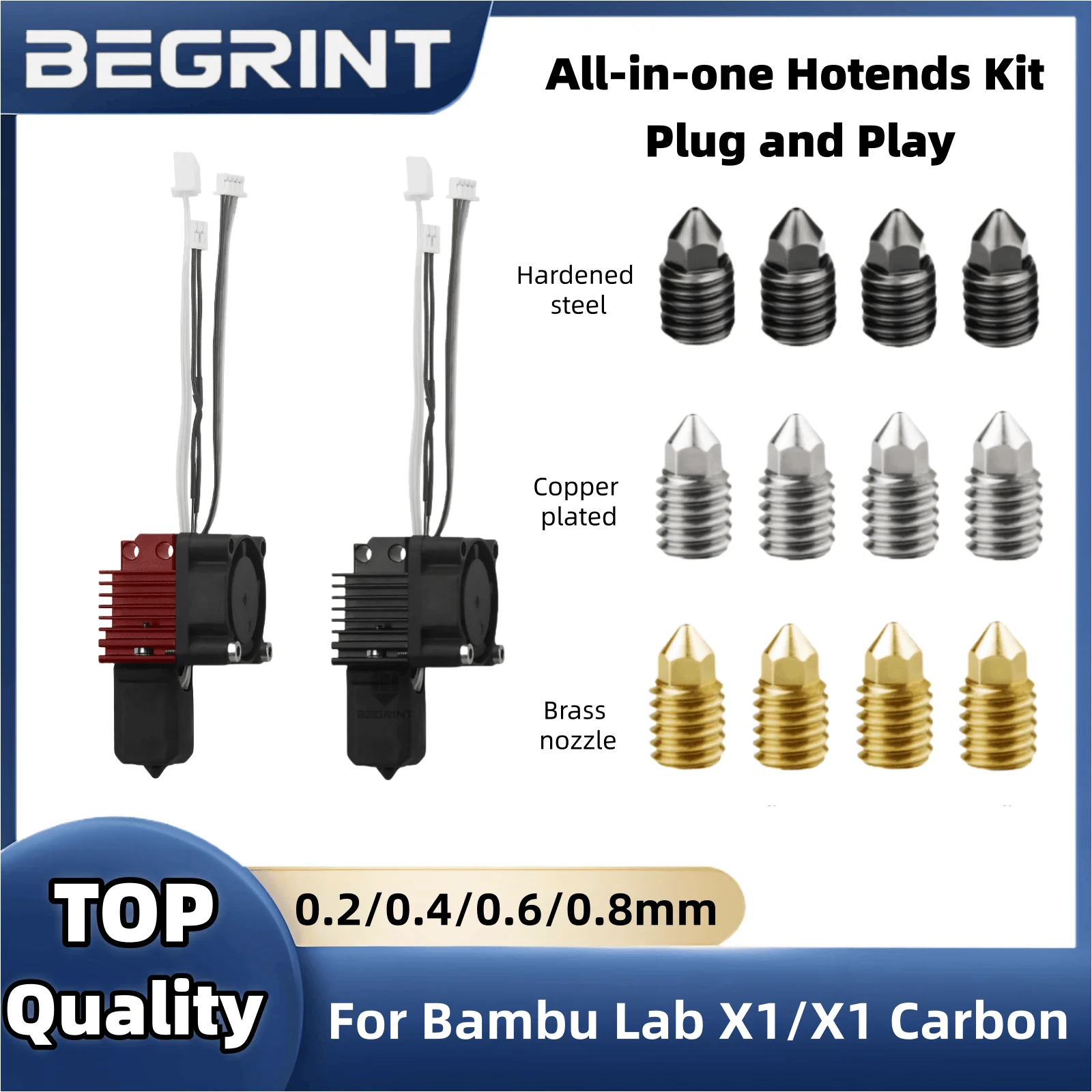 Complete Hotend Kit For Bambu Lab X1 X1C Hot End Print Head with Cooling Fan Thermistor Ceramic Heater Hardened steel nozzle
Complete Hotend Kit For Bambu Lab X1 X1C Hot End Print Head with Cooling Fan Thermistor Ceramic Heater Hardened steel nozzle