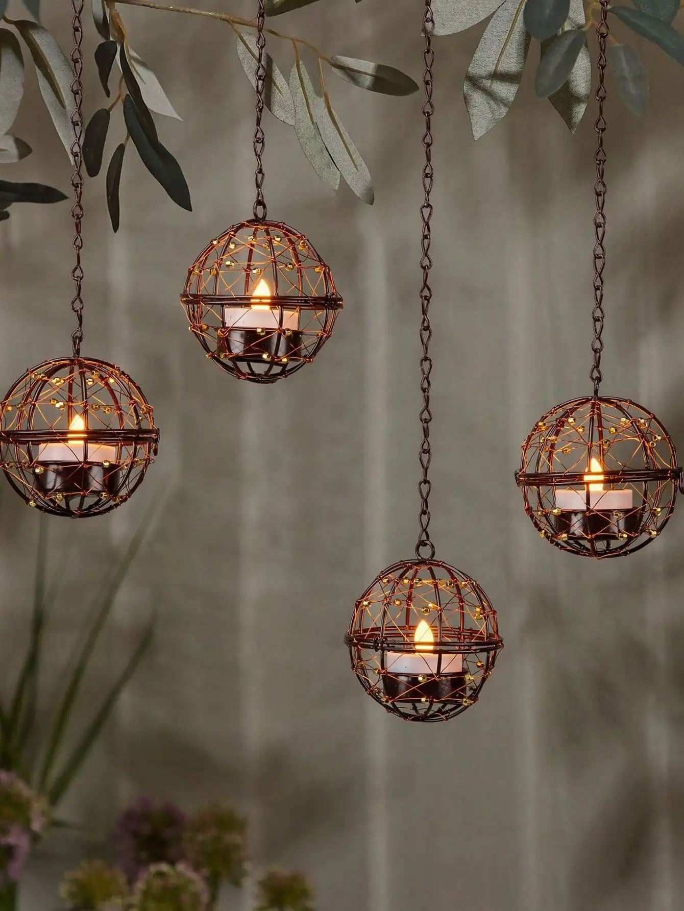 2-Pack Solar-Powered Spherical Pendant Lights With Beaded Copper Wire-Featuring Built-In Solar Tea Lights-Serve As Charming Tabletop Decorative Lamps And Are Also Perfect For Illuminating Patios, Gardens, Backyards, Gazebos, Trees, Fences, And Other Outdo
2-Pack Solar-Powered Spherical Pendant Lights With Beaded Copper Wire-Featuring Built-In Solar Tea Lights-Serve As Charming Tabletop Decorative Lamps And Are Also Perfect For Illuminating Patios, Gardens, Backyards, Gazebos, Trees, Fences, And Other Outdo