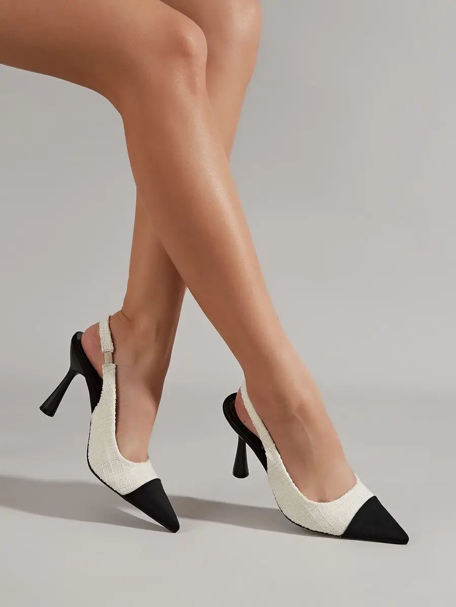 Elegant Slingback Pumps For Women, Tweed Two Tone Pyramid Heeled Pumps, Elegant, Kitten Heels, Party
Elegant Slingback Pumps For Women, Tweed Two Tone Pyramid Heeled Pumps, Elegant, Kitten Heels, Party