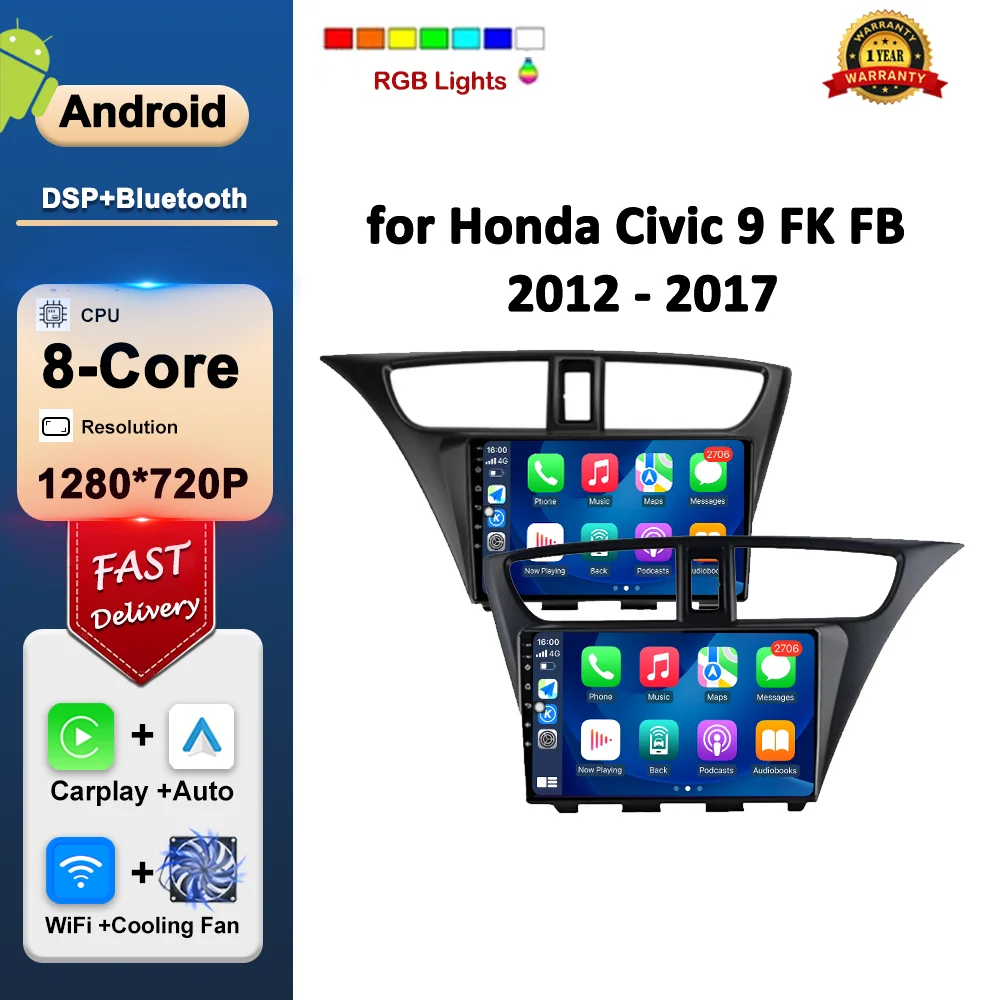 Автомобильный мультимедийный видеоплеер Carplay для Honda Civic 9 FK FB 2012 - 2017 No 2 din, сенсорный экран, GPS, система Android
Автомобильный мультимедийный видеоплеер Carplay для Honda Civic 9 FK FB 2012 - 2017 No 2 din, сенсорный экран, GPS, система Android