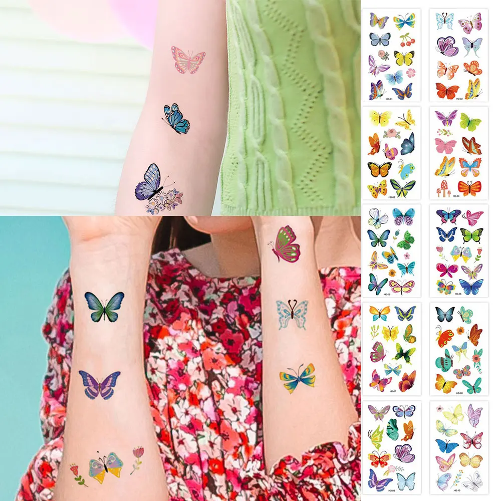 10pcs Colorful Butterfly Tattoo Stickers for Women Waterproof Temporary Tattoos for Children Body Arm Face Party Makeup
10pcs Colorful Butterfly Tattoo Stickers for Women Waterproof Temporary Tattoos for Children Body Arm Face Party Makeup