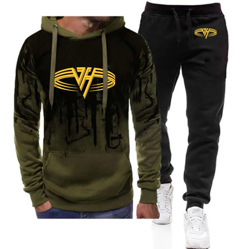 2024 Spring Autumn Van Halen Logo Print Popular Gradient Color Hoodies Set Men's Pocket Design Hooded Tracksuit+Sweatpants Suits
2024 Spring Autumn Van Halen Logo Print Popular Gradient Color Hoodies Set Men's Pocket Design Hooded Tracksuit+Sweatpants Suits