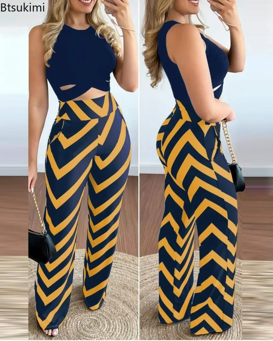 2025 Women's Crisscross Cut Out Crop Sleeveless Tank Top and Print High Waist Pants Set O-Neck Casual 2PCS Summer Outfits Female
2025 Women's Crisscross Cut Out Crop Sleeveless Tank Top and Print High Waist Pants Set O-Neck Casual 2PCS Summer Outfits Female