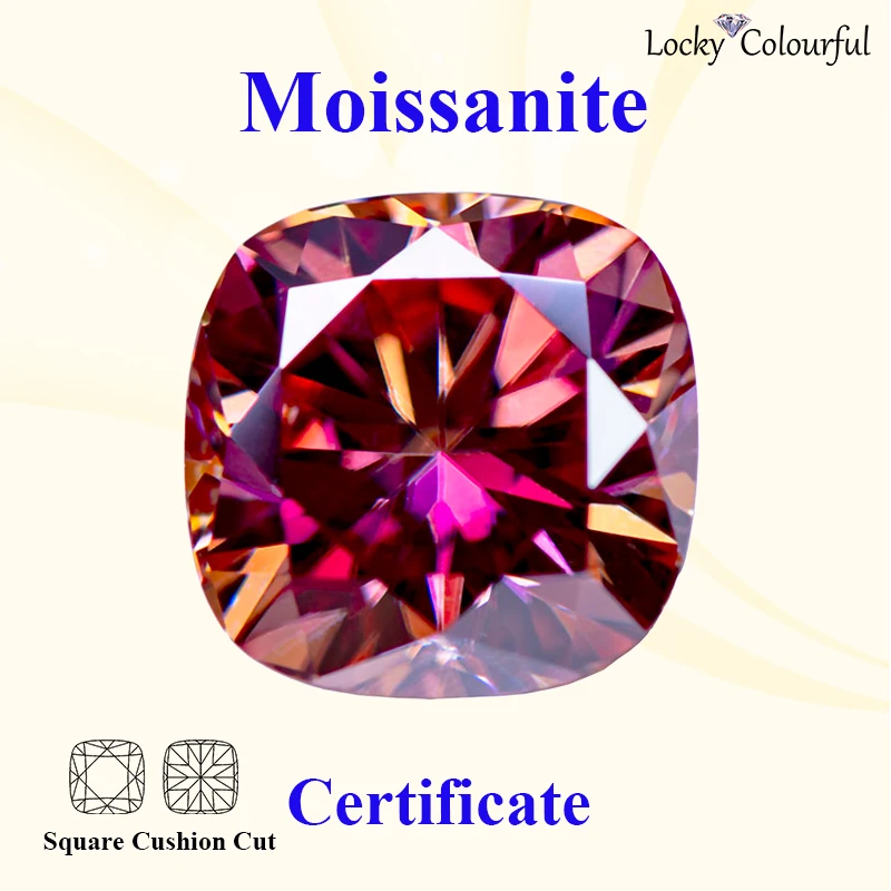 Moissanite Square Cushion Shape Watermelon Red Color Charms VVS1 Beads for DIY Jewelry Making Necklace with GRA Certificate
Moissanite Square Cushion Shape Watermelon Red Color Charms VVS1 Beads for DIY Jewelry Making Necklace with GRA Certificate