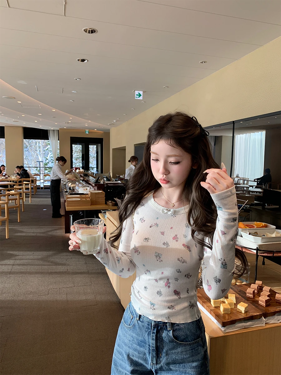 Cute Print Long Sleeve round Neck Base Shirt Women's Fashion Spring New Style Polyester Fiber Lightweight Comfortable T-shirt
Cute Print Long Sleeve round Neck Base Shirt Women's Fashion Spring New Style Polyester Fiber Lightweight Comfortable T-shirt