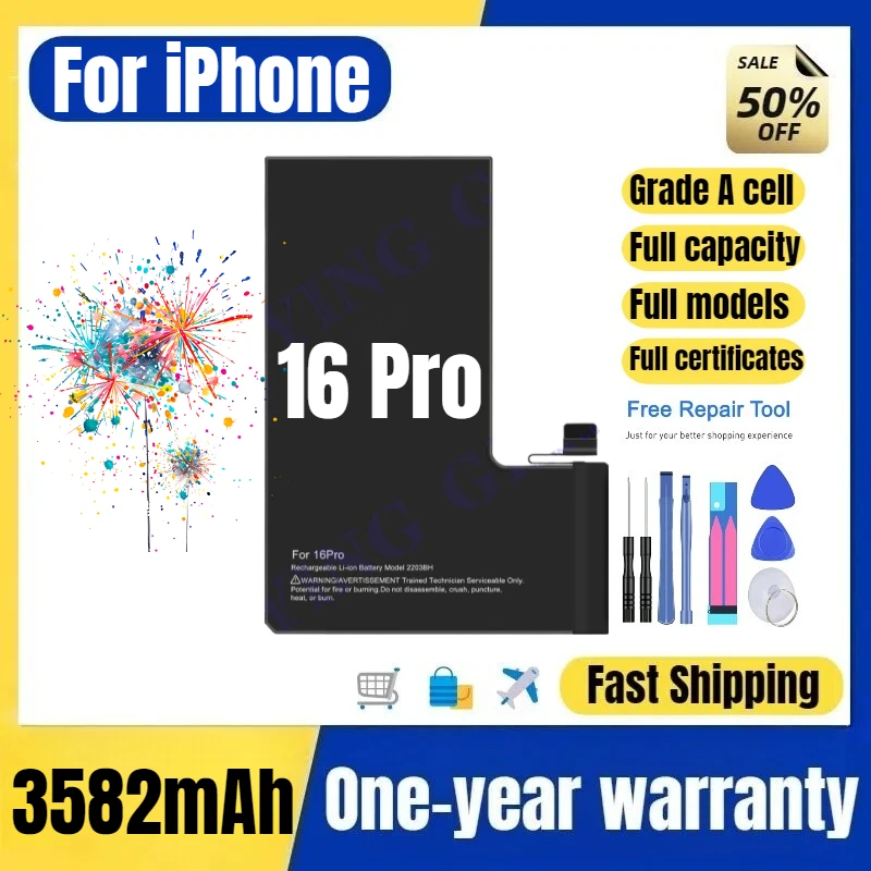 103CS/2203B/A3293/3083/3292/3294 for IPhone16 Pro Mobile Phone Battery High Quality Replacement Bateria Grade A Cell with Tools
103CS/2203B/A3293/3083/3292/3294 for IPhone16 Pro Mobile Phone Battery High Quality Replacement Bateria Grade A Cell with Tools