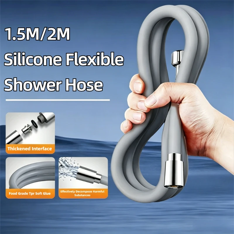 1.5/2M Bathroom Silicone Shower Tube Bend Arbitrarily Hose Explosion Proof Anti-winding Shower Hose Bathroom Faucet Accessories
1.5/2M Bathroom Silicone Shower Tube Bend Arbitrarily Hose Explosion Proof Anti-winding Shower Hose Bathroom Faucet Accessories