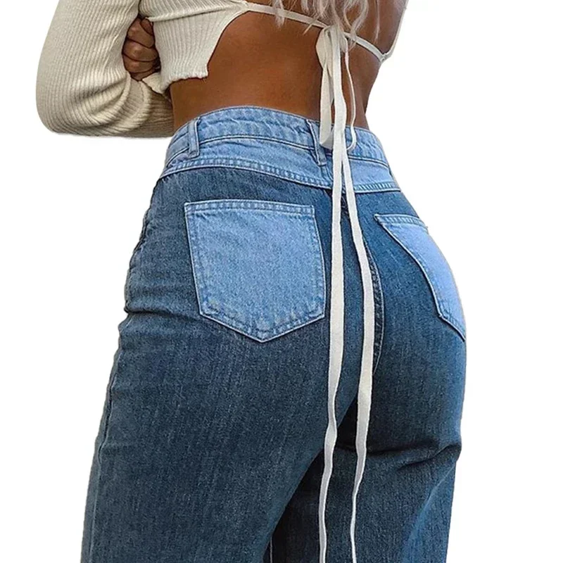 Spot Spring and Summerropa De Mujer Design Pantalones Sense of Dark Blue Light Blue Patchwork Sticker Straight Loose for Women
Spot Spring and Summerropa De Mujer Design Pantalones Sense of Dark Blue Light Blue Patchwork Sticker Straight Loose for Women