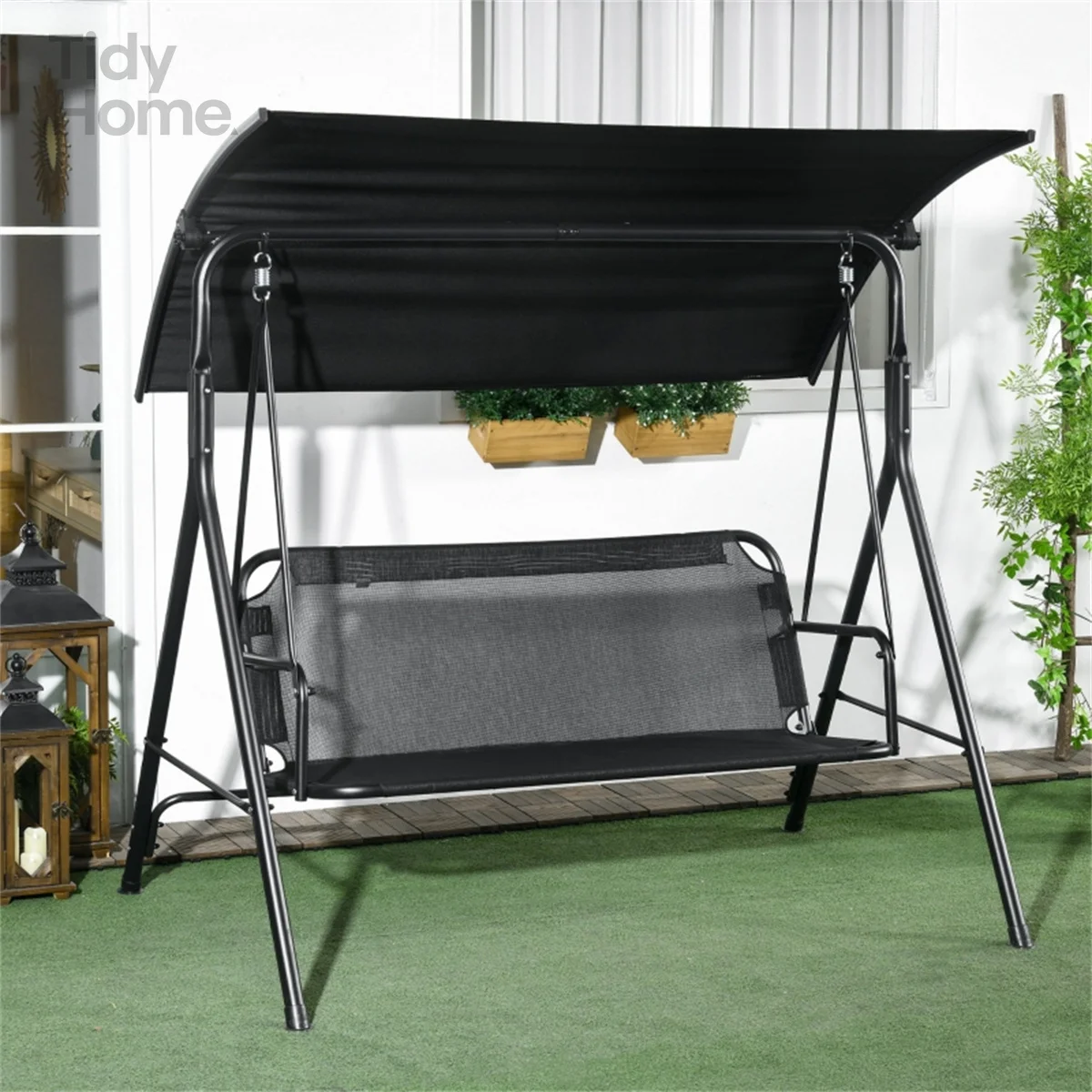 Outsunny 3-Seat Outdoor Patio Swing Chair with Removable Cushion, Steel Frame Stand and Adjustable Tilt Canopy for Patio, Garden
Outsunny 3-Seat Outdoor Patio Swing Chair with Removable Cushion, Steel Frame Stand and Adjustable Tilt Canopy for Patio, Garden