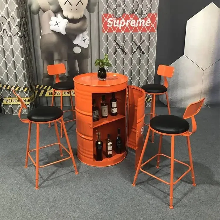 !@Industrial Retro Metal Bar Table and Chair Set Creative Iron Oil Barrel Design for KTV Milk Tea Barbecue Shops
!@Industrial Retro Metal Bar Table and Chair Set Creative Iron Oil Barrel Design for KTV Milk Tea Barbecue Shops