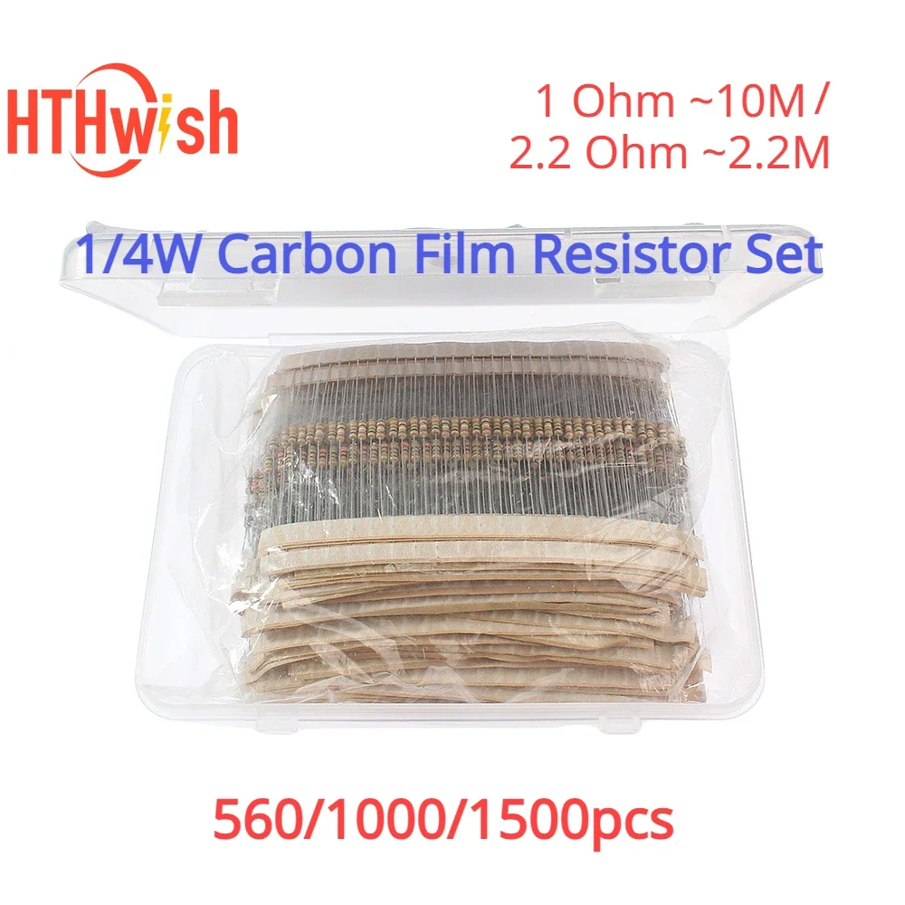 1/4W Carbon Film Resistor Set 0.25W 1 Ohm ~10M 2.2 Ohm ~2.2M Resistance 5% Resistor Pack Assorted Kit Electronics Kits
1/4W Carbon Film Resistor Set 0.25W 1 Ohm ~10M 2.2 Ohm ~2.2M Resistance 5% Resistor Pack Assorted Kit Electronics Kits