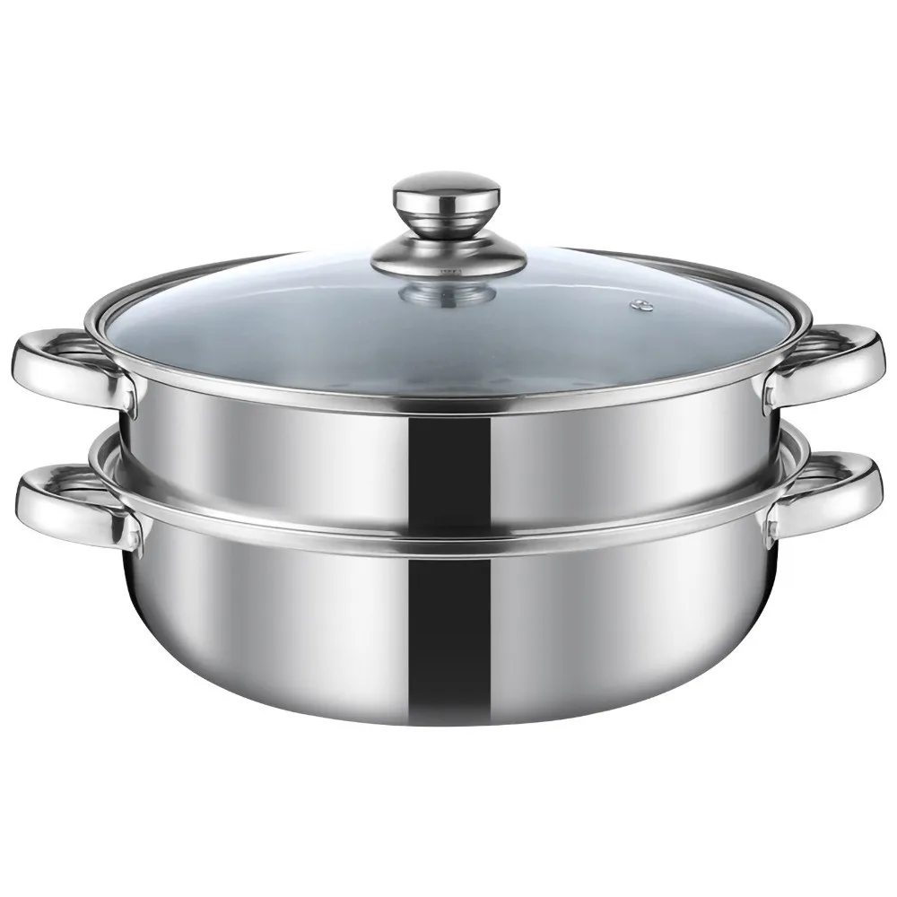 Fish/Soup/Hot Pot Stainless Steel Steamer Stainless Steel Double Handle Steaming Cookware Silver Tempered Glass Lid
Fish/Soup/Hot Pot Stainless Steel Steamer Stainless Steel Double Handle Steaming Cookware Silver Tempered Glass Lid