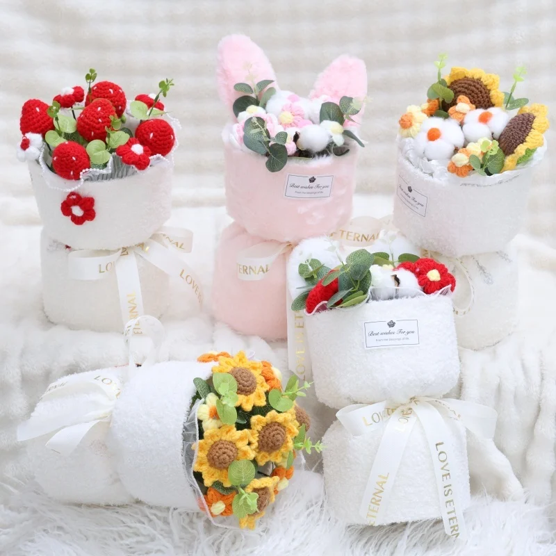 Artificial Flowers sunflowers Strawberries Stuffed Plants Finished Knitted Crochet Bouquets Gifts For Valentine Mothers Birthday
Artificial Flowers sunflowers Strawberries Stuffed Plants Finished Knitted Crochet Bouquets Gifts For Valentine Mothers Birthday