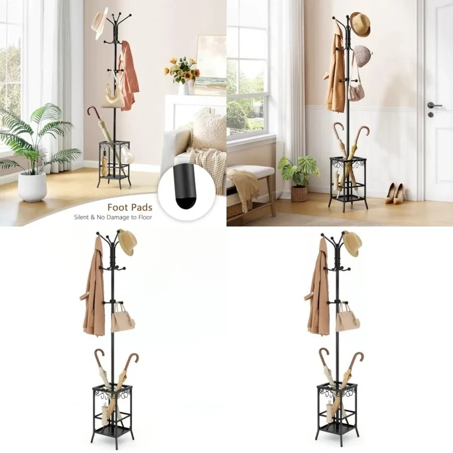 Coat Rack Freestanding, Coat Tree with Umbrella Holder, Metal Coat Rack Stand with 12 Hooks, Standing Coat Hanger Stand, Umbrella Stand for Entryway, Hat Rack Stand for Home Office, Black
Coat Rack Freestanding, Coat Tree with Umbrella Holder, Metal Coat Rack Stand with 12 Hooks, Standing Coat Hanger Stand, Umbrella Stand for Entryway, Hat Rack Stand for Home Office, Black