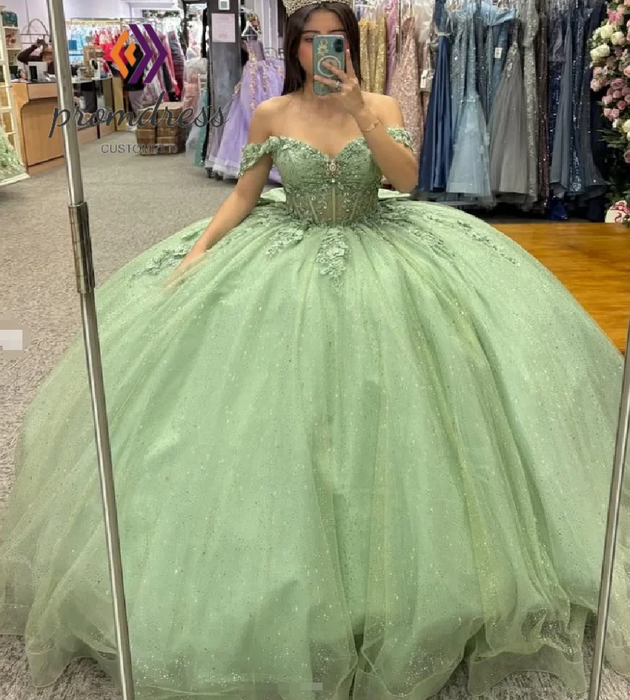 Sparkly Green Fluffy Sequin Vestidos De 15 Quinceañera Dress Lace Appliques Outdoor Celebration Sweet 16 Dress Beaded Birthday
Sparkly Green Fluffy Sequin Vestidos De 15 Quinceañera Dress Lace Appliques Outdoor Celebration Sweet 16 Dress Beaded Birthday