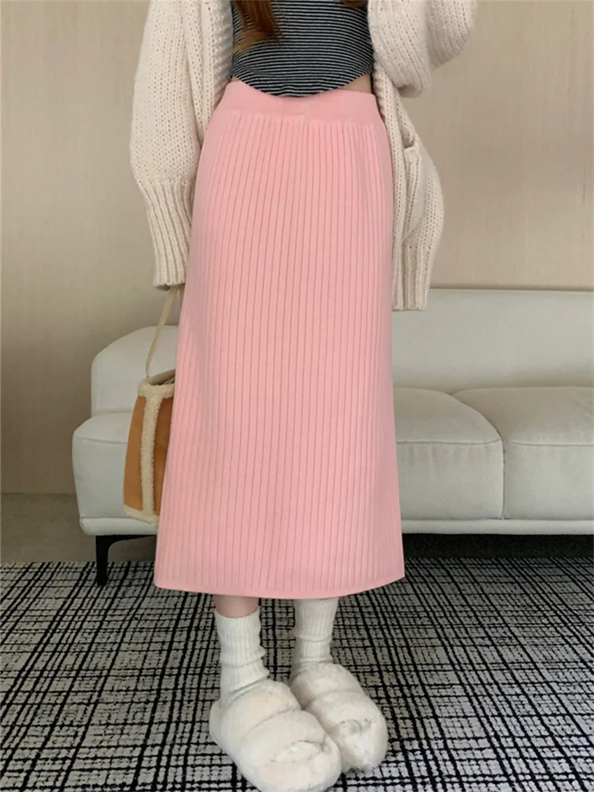 PLAMTEE Split Maxi Skirts Women Winter Knitted Casual High Waist Elegant Slim Solid New Chic Daily Office Lady Streetwear
PLAMTEE Split Maxi Skirts Women Winter Knitted Casual High Waist Elegant Slim Solid New Chic Daily Office Lady Streetwear