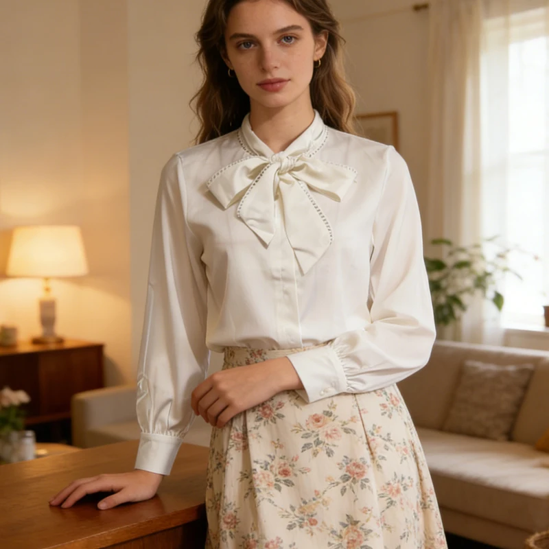 Элегантная однотонная блузка для женщин с длинным рукавом, воротником-бантом, повседневная свободная женская рубашка, весенне-летний офисный топ для женщин
Элегантная однотонная блузка для женщин с длинным рукавом, воротником-бантом, повседневная свободная женская рубашка, весенне-летний офисный топ для женщин