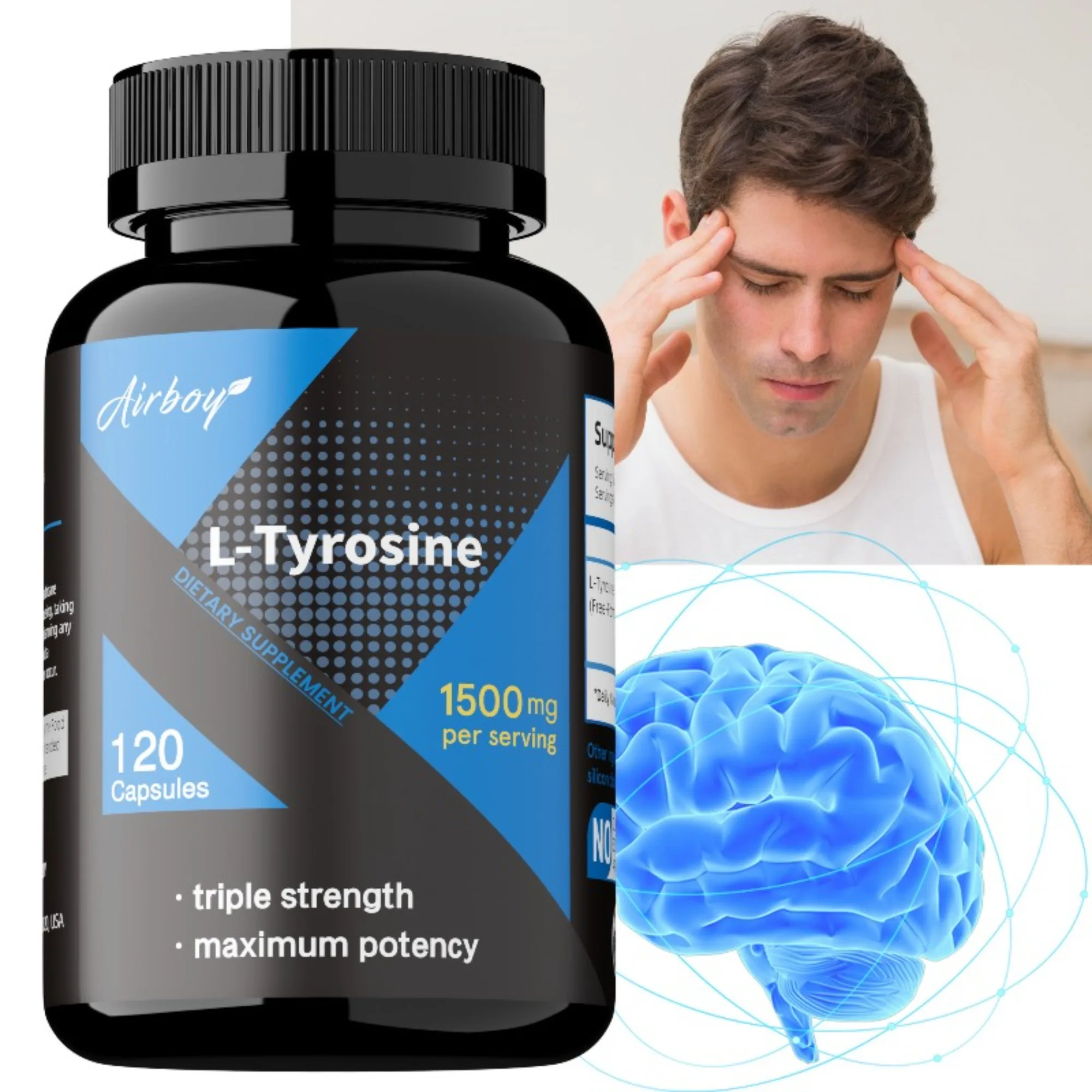 L-Tyrosine Supplement - Improve Mental Clarity, Support Brain and Nervous Function Health, Increased Energy and Immunity
L-Tyrosine Supplement - Improve Mental Clarity, Support Brain and Nervous Function Health, Increased Energy and Immunity
