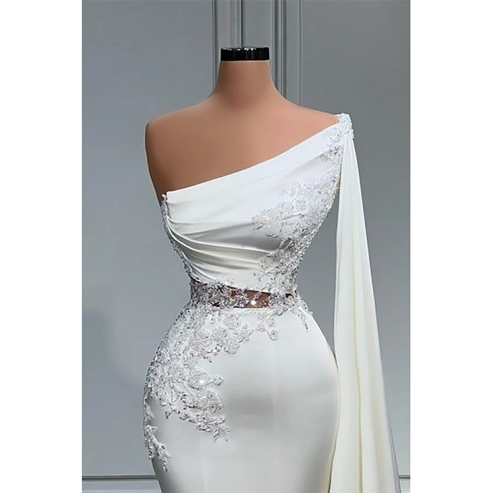 Elegant Evening Dress One-Shoulder Appliques Floor Length Chapel Train Straight Sleeveless Chic Prom Party Gown Customized Made
Elegant Evening Dress One-Shoulder Appliques Floor Length Chapel Train Straight Sleeveless Chic Prom Party Gown Customized Made