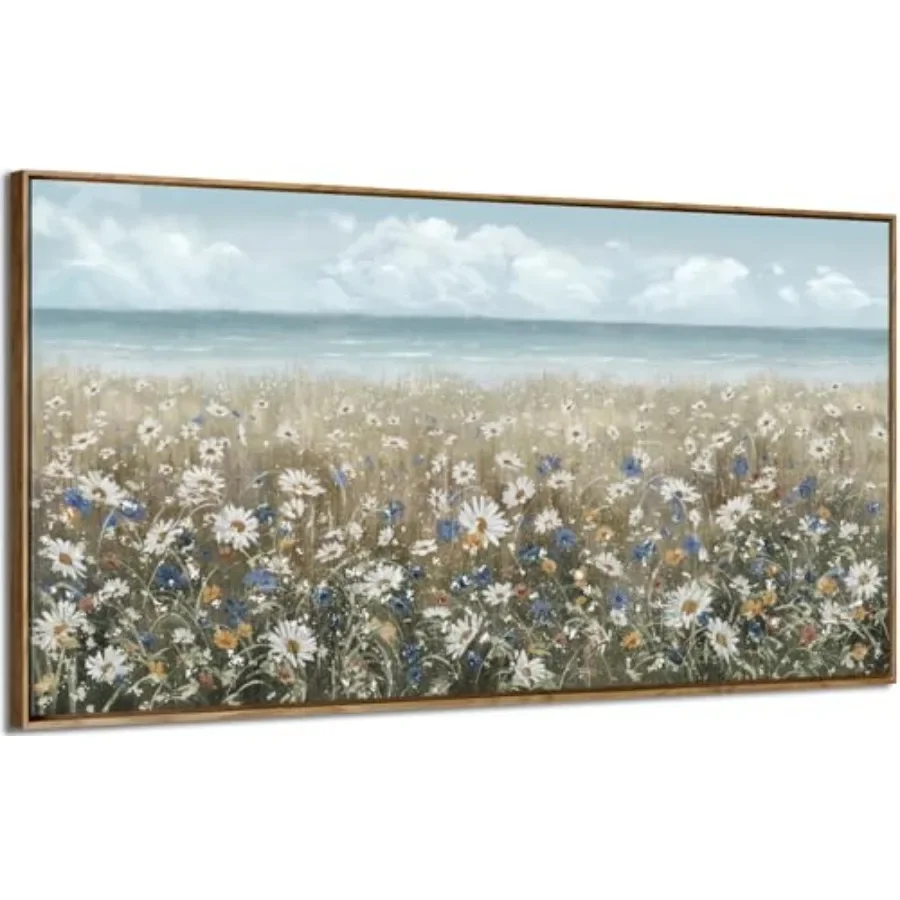 Large wall art for living room: framed boho beach coastal floral ocean canvas print in neutral vintage warm tones, 48x24 inches
Large wall art for living room: framed boho beach coastal floral ocean canvas print in neutral vintage warm tones, 48x24 inches