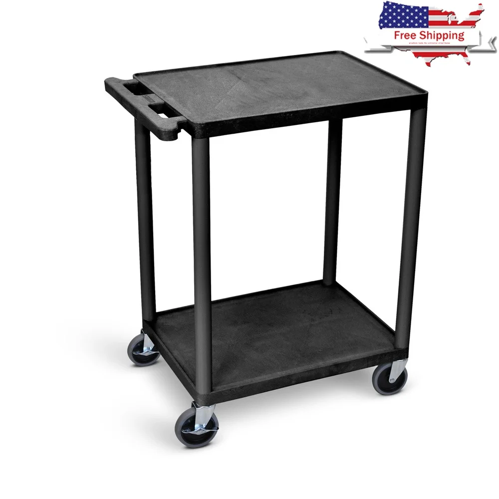 Heavy Duty Utility Cart 18x24 Inch Two Shelf Rolling Cart 300 lbs Capacity Ergonomic Handle Durable Thermoplastic Resin 4 Inch
Heavy Duty Utility Cart 18x24 Inch Two Shelf Rolling Cart 300 lbs Capacity Ergonomic Handle Durable Thermoplastic Resin 4 Inch