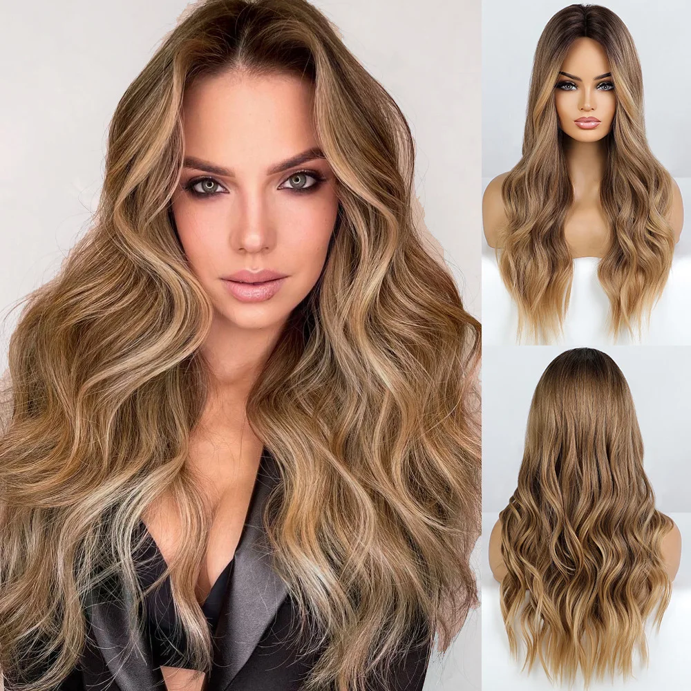 New medium flax brown realistic gradual change temperament high temperature silk European and American chemical fiber long curly
New medium flax brown realistic gradual change temperament high temperature silk European and American chemical fiber long curly