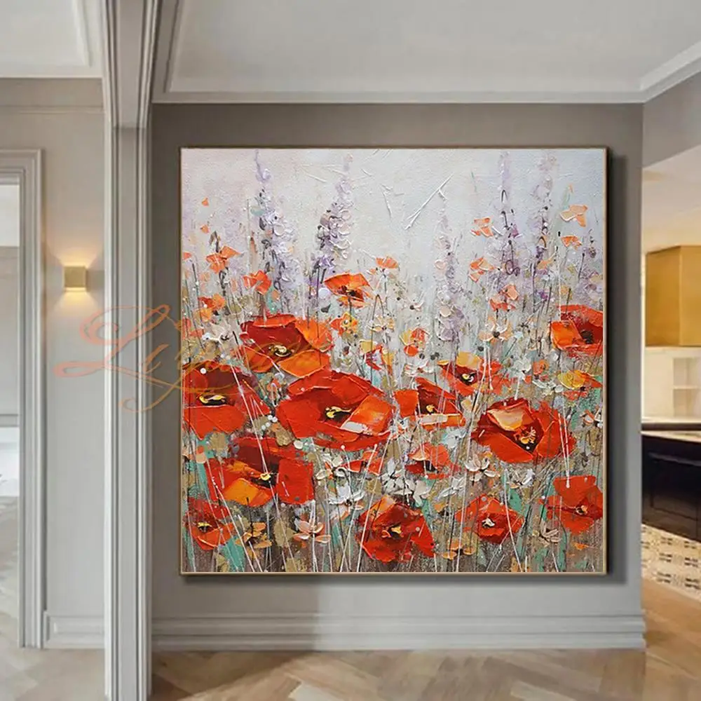 Handmade Nordic Red Flower Oil Painting On Canvas For Living Room Bedroom High Quality Wall Art Decor Hanging Mural Frameless
Handmade Nordic Red Flower Oil Painting On Canvas For Living Room Bedroom High Quality Wall Art Decor Hanging Mural Frameless